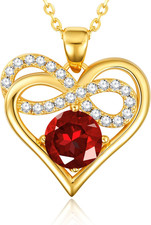 New Birthstone Infinity Heart Pendant Necklace S925 Silver Gift Fast Shipping