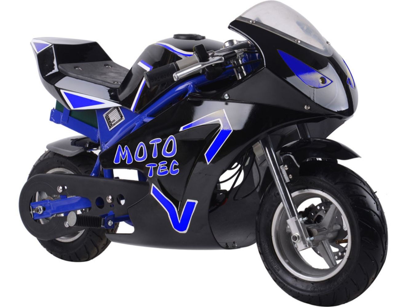 MotoTec Electric Pocket Bike GT 36V 500W in Blue Performance