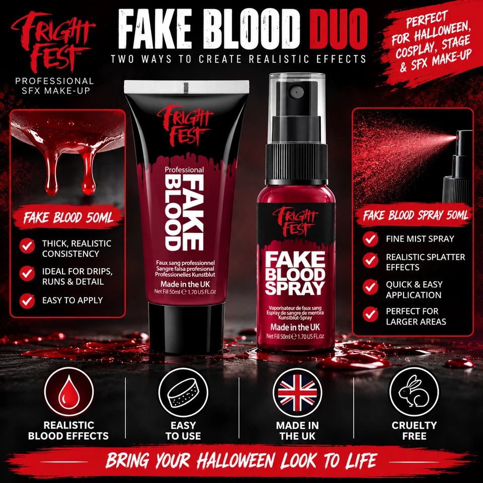 Fright Fest Fake Blood 50ml and Fake Blood Spray 50ml