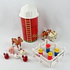 Vintage Fisher Price Little People Farm Silo People Animals Fences Some Wooden