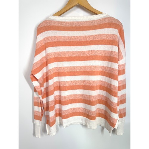Maglione oversize Cabi a righe misto lino swish XS pullover corallo maglia top - Foto 9 di 11