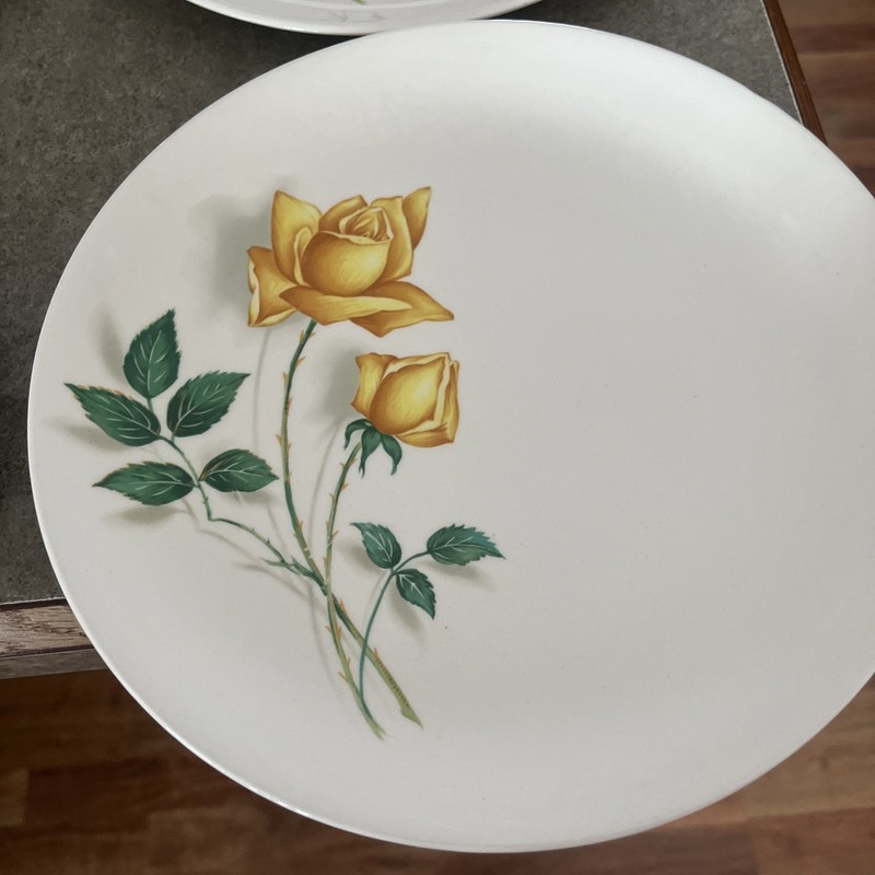 Vintage Canonsburg Pottery Yellow Rose Dish Set, Simplicity