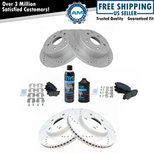 Front Rear Semi-Metallic Brake Pad & Performance Rotor Kit w/Chemicals