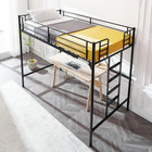 Twin Size Loft Bed with Removable Ladder High Guardrail Metal Frame for Teens