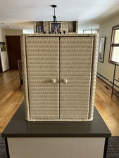 Vintage Wicker Bathroom 3 Shelf Cabinet Wall Mount or Free Standing