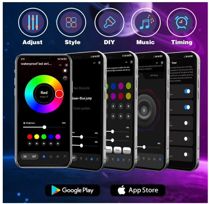 Tira de luz LED exterior 200 pies impermeable, aplicación/control remoto   Foto 4 de 4