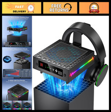 LED Display Auto Cooling Fan for Xbox Series X - 9 RGB Lights, Adjustable Temp,