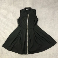 Boston Proper Dress Womens 10 Black Sleeveless Fit Flare V Neck Cocktail Office