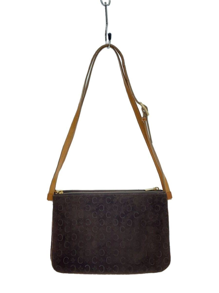 CELINE shoulder bag macadam pattern suede brown total mc00 2