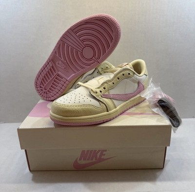 Nike Jordan 1 Retro Low Travis Scott Sail Shy Pink PS Size 3Y
