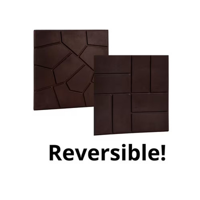 15.5 In. X 15.5 In. Square Brown Cobblestone/Brick Dual-Sided 100% Recycled Rubb