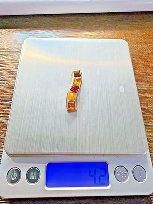 Vintage natürlicher mehrfarbiger baltischer Bernstein Tropfen Dia Anhänger 925 Sterling