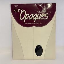 Underalls Silky Opaques Pantyhose Navy Size Q Sandalfoot Vintage Hanes NOS