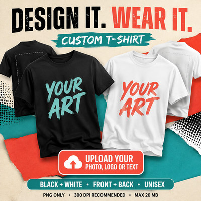 Custom T-Shirt Personalized Photo Logo Text Front & Back Unisex Cotton Tee S-3XL