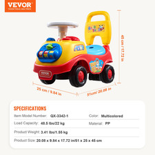 Toddler Ride on Push Car Sit to Stand Kids Ride on Toy Car with Music Steering W
