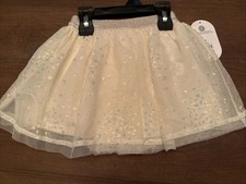 NWT Girls Wonder Nation Size 4 Ivory Sequins Dance Skirt Lined