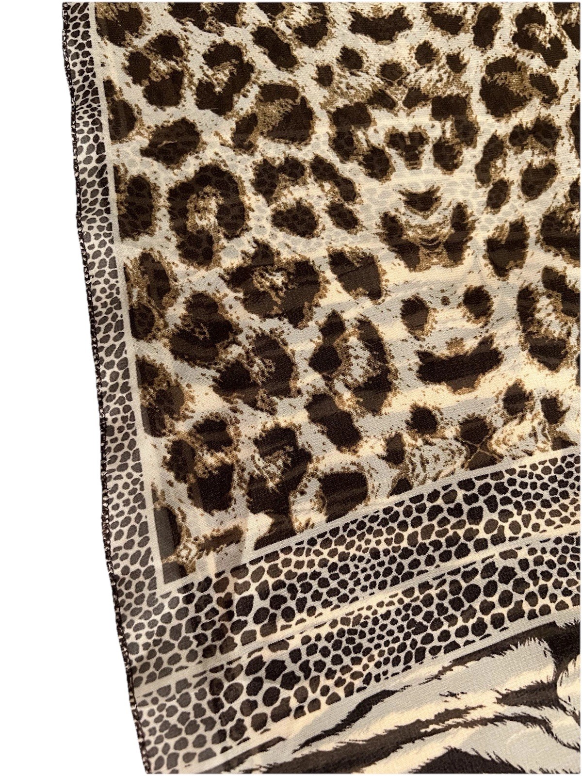 Animal Print Pattern Rectangular Chiffon Long 58”… - image 2