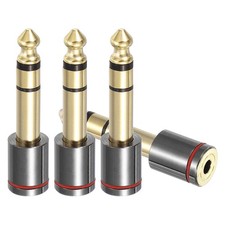 4Pcs TRS 6.35mm Male to 3.5mm Female Pure Copper Adapter Gold Plated, Gray