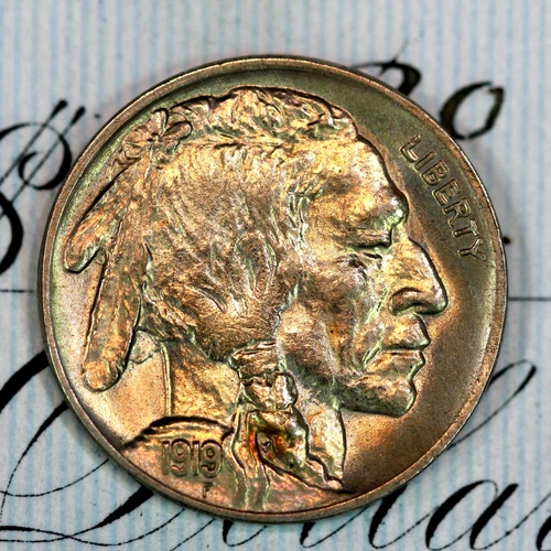 * 1919-P * SOLID+ GEM BU MS BUFFALO NICKEL * FROM ORIGINAL COLLECTION