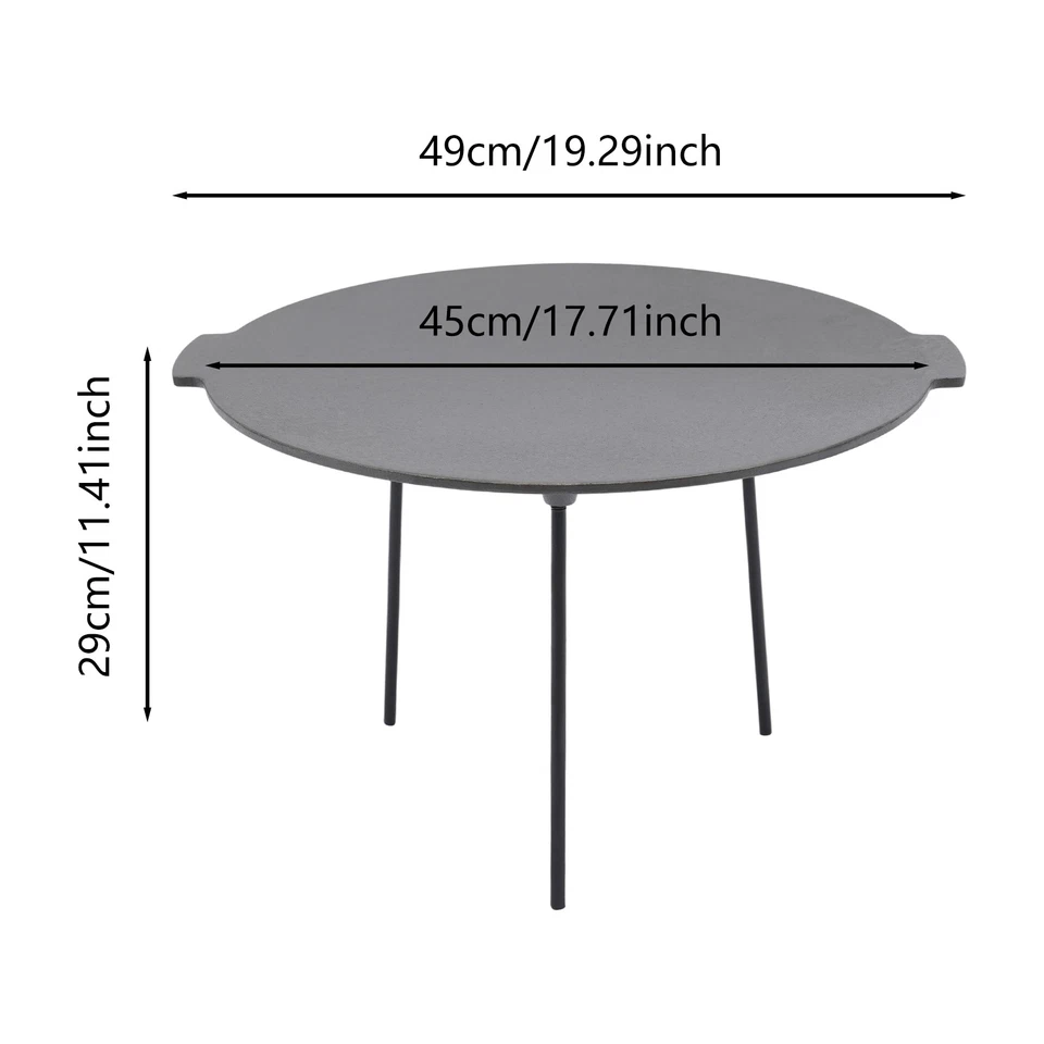 Plancha para Parrilla de Fogata de 18", Sartén para Parrilla de Hierro Fundido con Asas, 3 Patas Extraíbles Foto 3 de 4