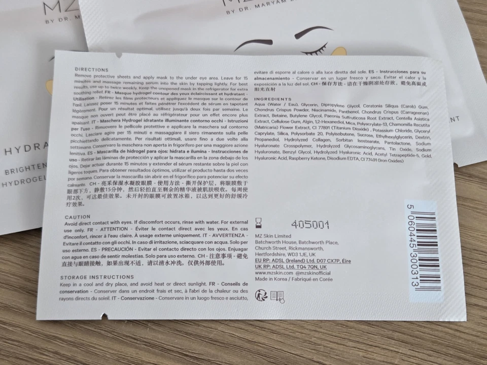 MZ Skin Hydra-Bright Gold Eye Mask Brightening Hydrogel 5 X 3g New RRP £80 - Image 4 of 4