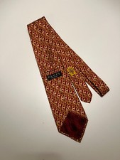 Authentic GUCCI Silk Tie Red Gold Interlocking G Pattern Luxury Designer Italy