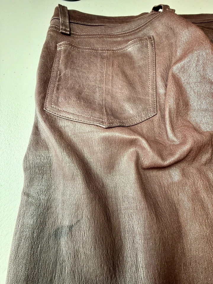 Rag & Bone Women’s 100% Lamb Leather Skinny Pants 26 Burgundy - Image 4 of 4