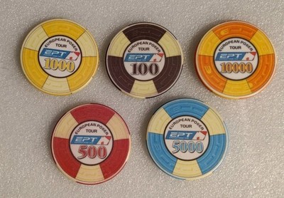 European Poker Tour EPT HIGH DENOMINATION Casino Poker Chip LOT