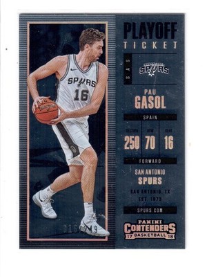 Pau Gasol 2017-18 Panini Contenders 16/249 Jersey Number 1/1