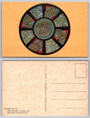 Chichen Itza Mosaic Disk Turquoise Jade Postcard