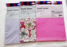 New STAPLES Jumbo Floral & Solid Print Stretch Book Covers 3ct.