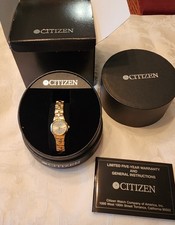 Womens Citizen Eco-Drive Gold Watch w/Champagne Dial EJ4102-57P