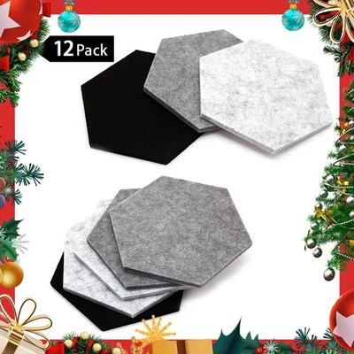 MARKENLOS 12 Stück Hexagon Akustikplatten Selbstklebend Hohe Dichte Schallabsorber 30x26cm
