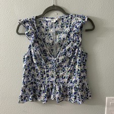 Veronica Beard 100 Cotton Button Front Blouse Shirt Womens 10 read Floral