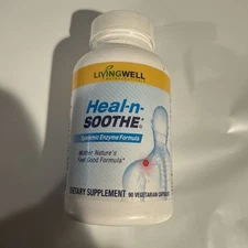Livingwell Heal-N-Soothe Systemic Enzyme 90 Caps Anti Inflammatory Exp 2/28