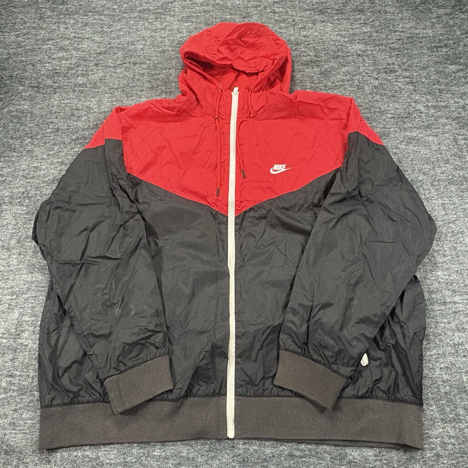 Nike Windrunner Track Jacket Mens XL Red Black Hooded Color Block Full Zip