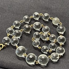 Vintage Pools of Light Style Glass Orb Necklace Art Deco Era Choker Old Jewelry