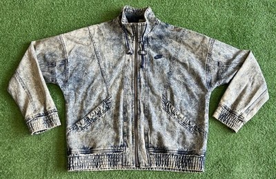 Vintage Nike Challenge Court Acid Wash Denim Jacket Size XL Authentic Rare 1990s
