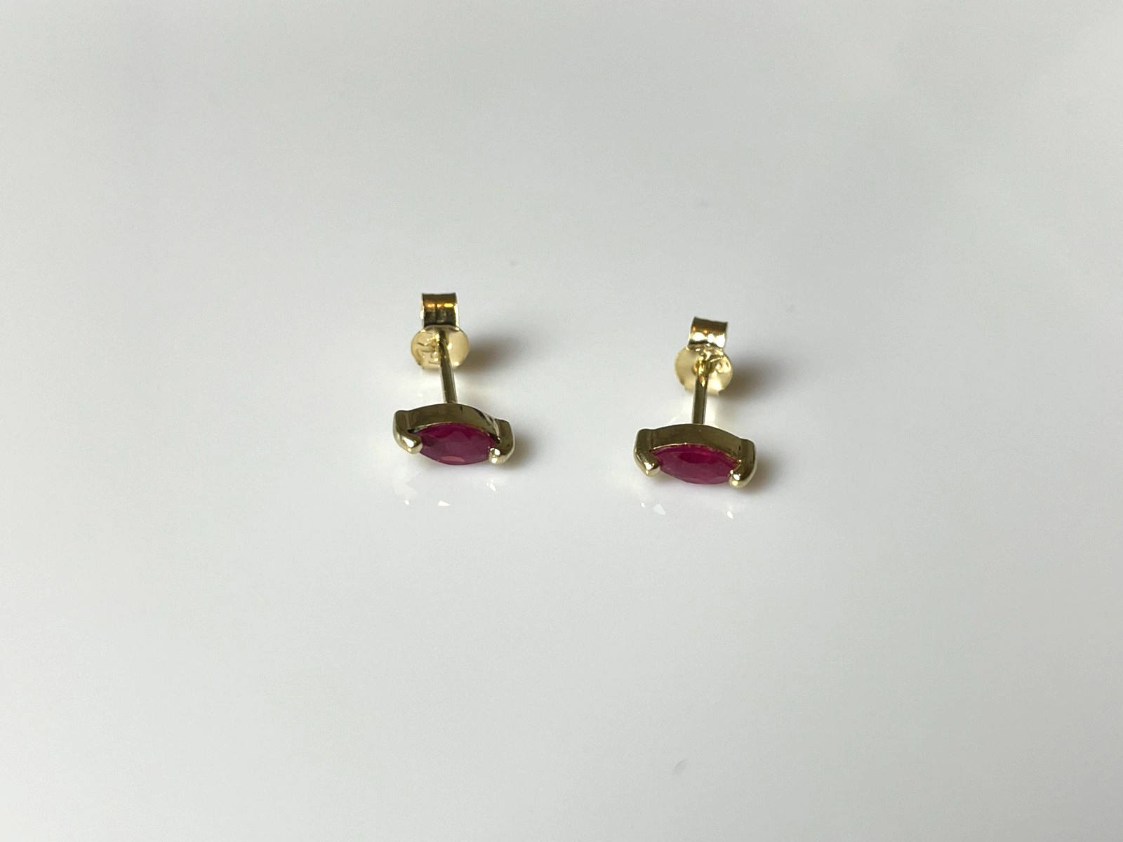 Ruby Earrings 9ct Gold Marquise cut Ruby Stud Ear… - image 4