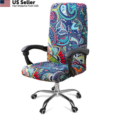 Smiry Stretch Printed Office Computer Chair Covers, Cover, Blue Green