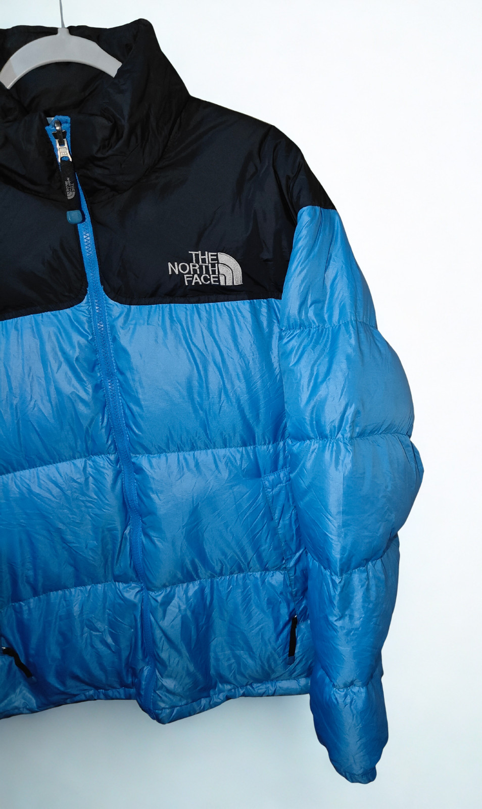 The North Face Blue & Black Nuptse 700 Fill Down Puffer Jacket - Size 100 Large image 7