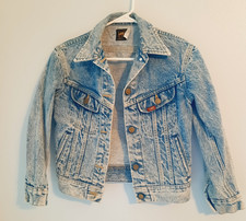 Vtg Lee Riders Stone Wash Denim Jacket Youth Size 10 Blue PATD-153438 Union Made