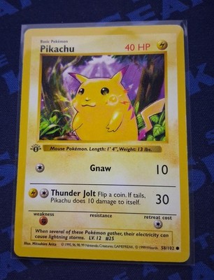 Pokemon TCG Pikachu Base Set Shadowless 1st Edition 058/102 English Regular
