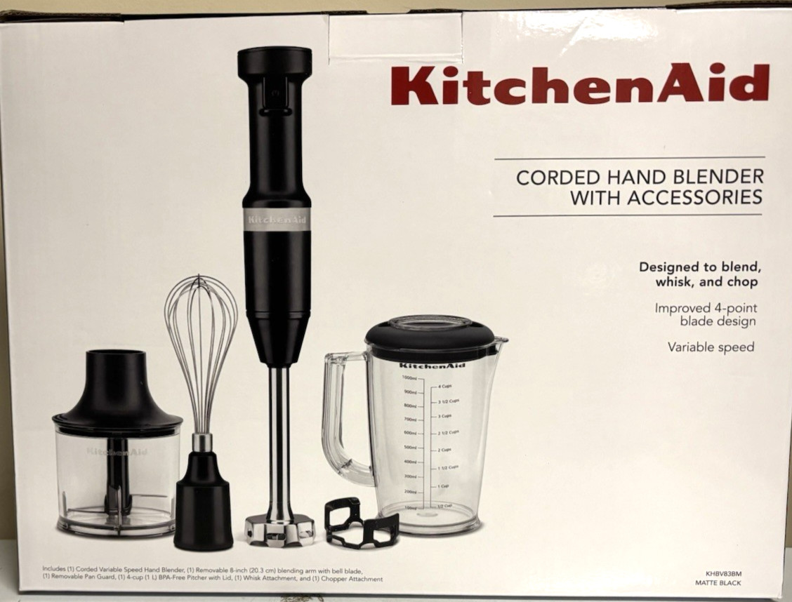 KitchenAid Corded Variable-Speed Hand Blender with Accessori