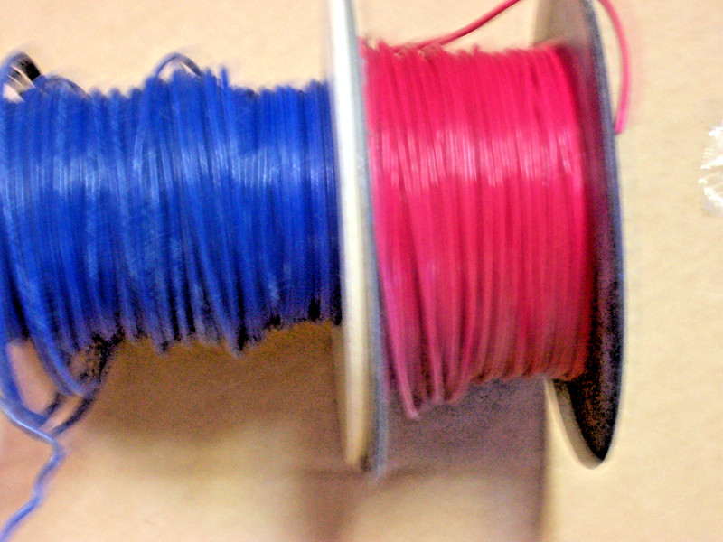 NOS 2 partial 500FT roii Red, Blue #16 Gauge MTW wire Stranded 600V