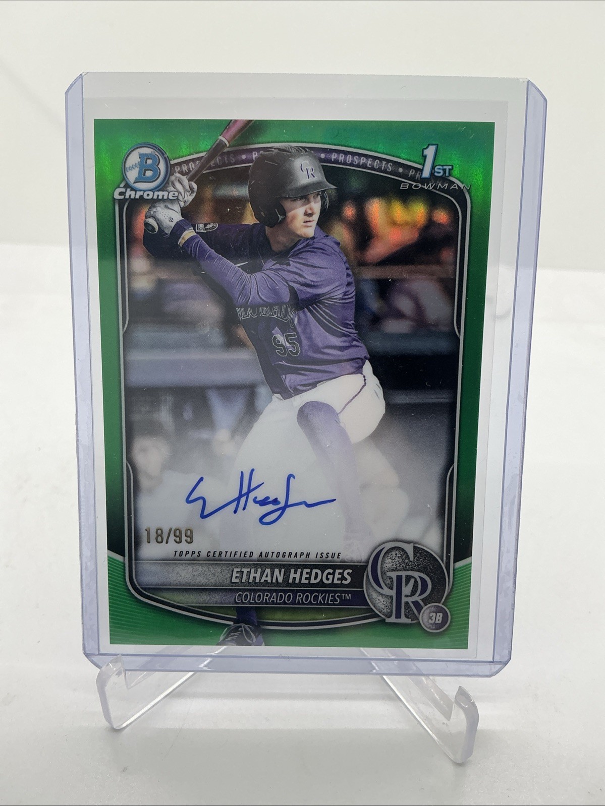 2025 Bowman Draft - Chrome Prospect Autographs Ethan Hedges #CPA-EHE Green/99