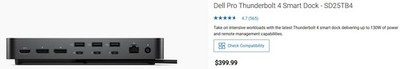 dell pro thunderbolt 4 smart dock - sd25tb4
