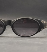 Vintage 90s Rolling Oval Sunglasses Black France Rivet Frame