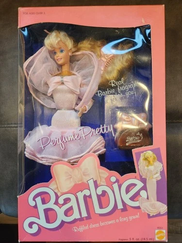 NRFB Vintage 1987 Perfume Pretty Barbie Doll #4551 Blonde Fragrance Bow Necklace