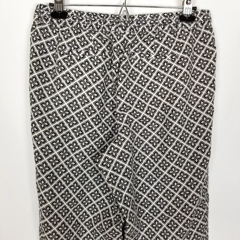 Pantalones Charter Club de Lujo para Mujer Estampado de Lino Pierna Ancha Talla M Cintura con Cordón Foto 4 de 4